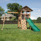 Backyard Discovery Lightning Ridge Cedar Wood Swing Set 10ft Wave Slide