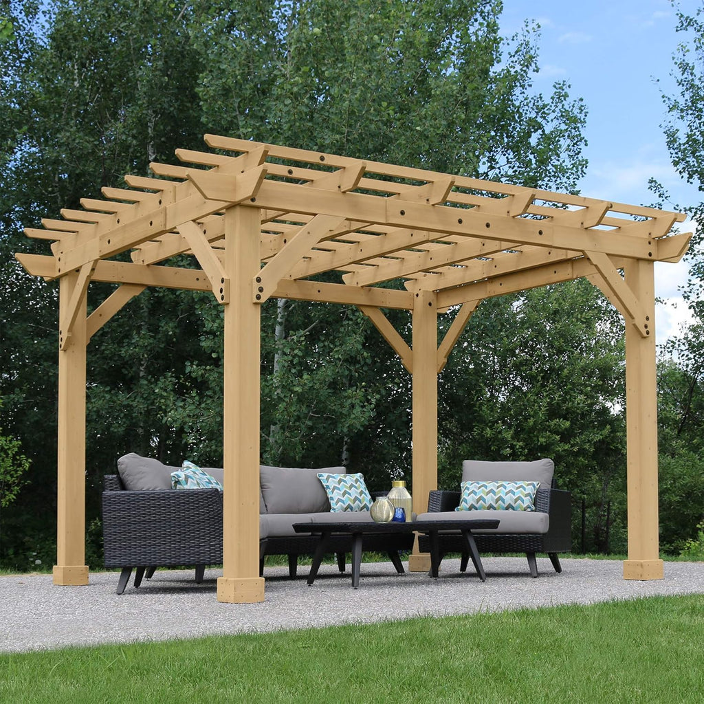 Yardistry Meridian 10 x 12 Cedar Wood Pergola for Patios