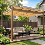 OLILAWN 10 X 12 Ft Retractable Pergola Shade Cover Khaki