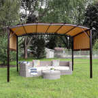 Sunnydaze Decor 9x12 Ft Outdoor Pergola With Retractable Canopy Tan