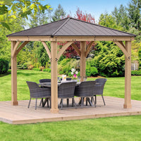 Yardistry 10x10 Meridian Cedar Gazebo Pavilion with Aluminum Roof