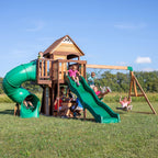Backyard Discovery Cedar Cove Wood Swing Set With 2 Slides