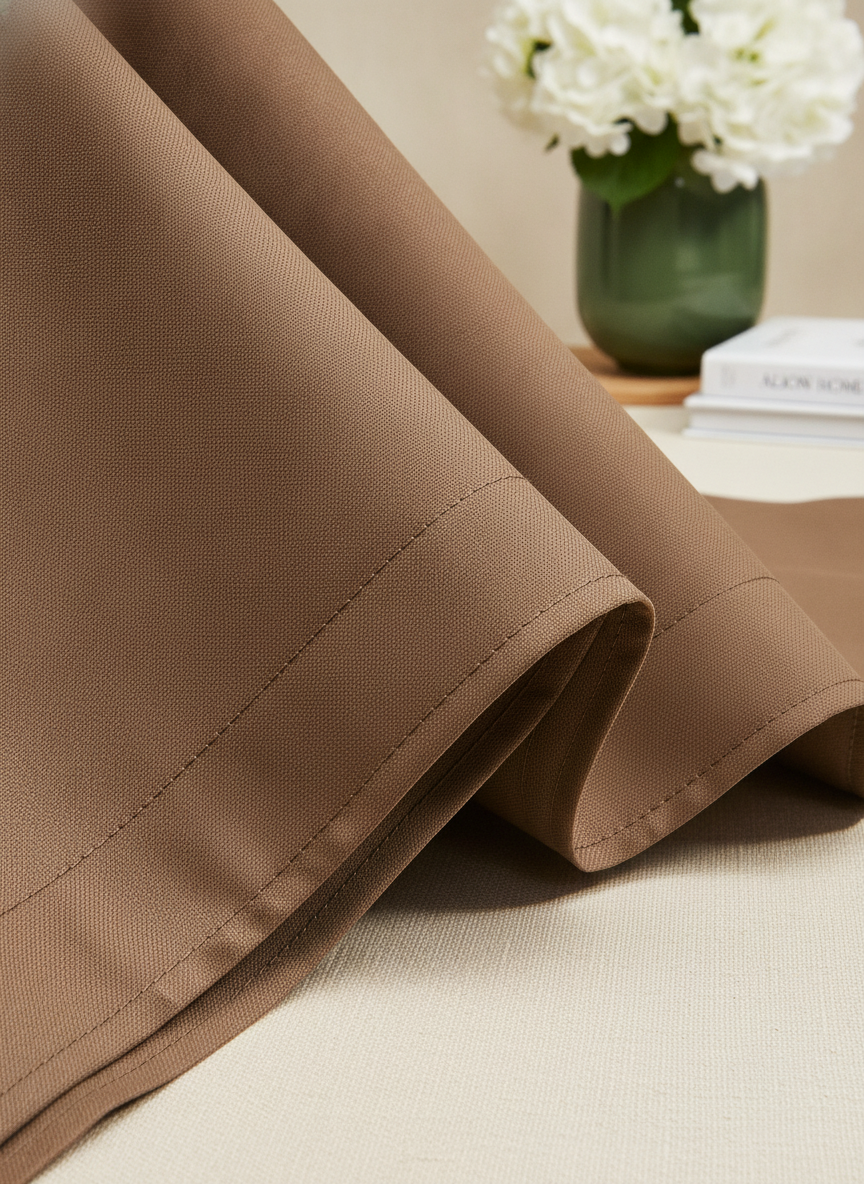 Close-up of Alion Home waterproof pergola replacement canopy in muddy water color, draped on a warm cream background.
